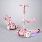 Hottest LK-606 Foldable Seat Flash Wheels Kick Scooter Adjustable Height Children Toys with Music - Image 2